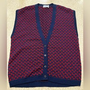 Vintage Pendleton Sweater Vest Size 2XL  Wool Plaid USA Made 80s Blue/red